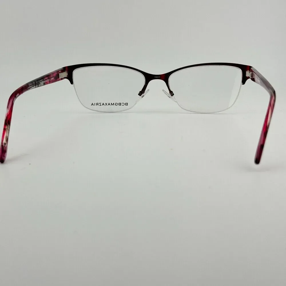 BCBG Maxazria Cat Eye Half Rim Frame Eyeglasses‎ Kana Wine 53 17 135 H13415